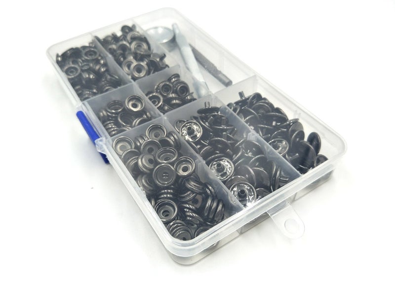 INNETOC 100 Sets - 12mm(1/2") Metal Line 20 Gunmetal Black Plated Steel Snaps Fastener Leather Rapid Rivet Button Sewing with Seting Tool (12mm, Gun Black) - Image 5